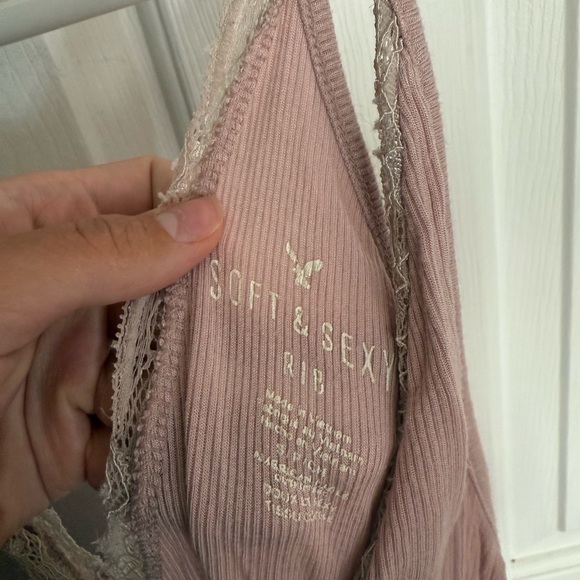 American Eagle Pink Lace Trim Cami Top - Picture 3 of 3